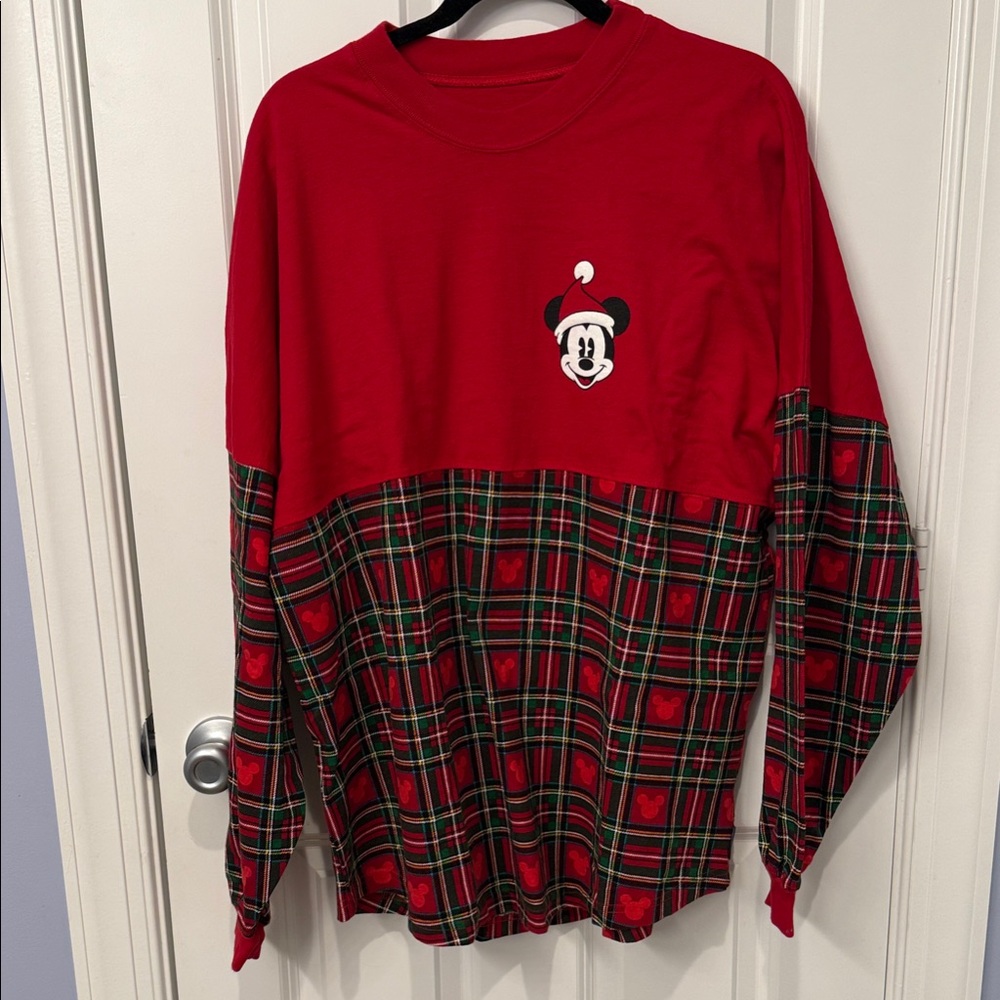 Official Disney Parks Plaid Mickey Merry Christmas Spirit Jersey